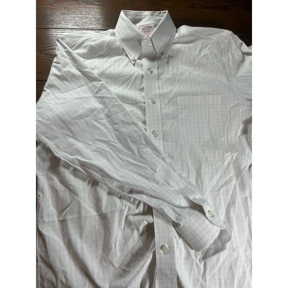 Brooks Brothers Madison Non-Iron Supima Cotton Shirt White Windowpane 15-33